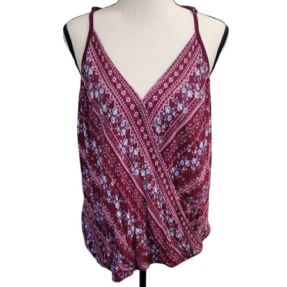 No Boundaries Juniors XXL (19) Floral Boho Lace Wrap Tank Adjustable Straps - Picture 1 of 5